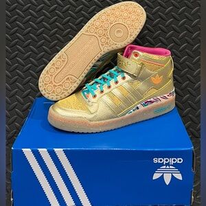 adidas Forum Mid Carnival Metallic Gold Mid Top Shoes Mens Size 11.5